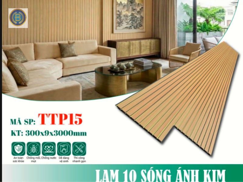 Lam sóng ánh kim màu gỗ nhựa Lam sóng ánh kim màu gỗ nhựa